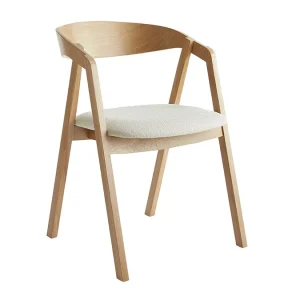 Authentic Original licence Chaises Scandinaves En Bois Clair Chêne Massif Et Tissu Effet Laine Bouclée écru (lot De 2) LOVA 15