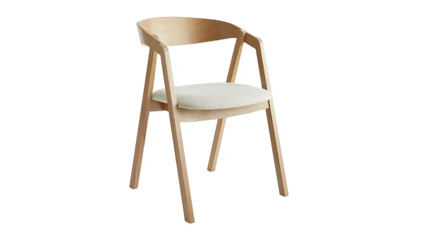 Authentic Original licence Chaises Scandinaves En Bois Clair Chêne Massif Et Tissu Effet Laine Bouclée écru (lot De 2) LOVA 4