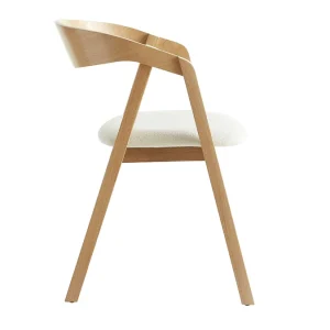 Authentic Original licence Chaises Scandinaves En Bois Clair Chêne Massif Et Tissu Effet Laine Bouclée écru (lot De 2) LOVA 17