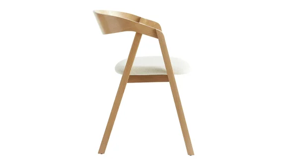 Authentic Original licence Chaises Scandinaves En Bois Clair Chêne Massif Et Tissu Effet Laine Bouclée écru (lot De 2) LOVA 5