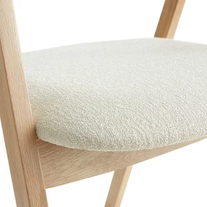 Authentic Original licence Chaises Scandinaves En Bois Clair Chêne Massif Et Tissu Effet Laine Bouclée écru (lot De 2) LOVA 21