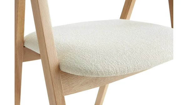 Authentic Original licence Chaises Scandinaves En Bois Clair Chêne Massif Et Tissu Effet Laine Bouclée écru (lot De 2) LOVA 7