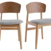 Chaises Scandinaves En Bois Clair Et Tissu Gris Clair (lot De 2) ELION 29