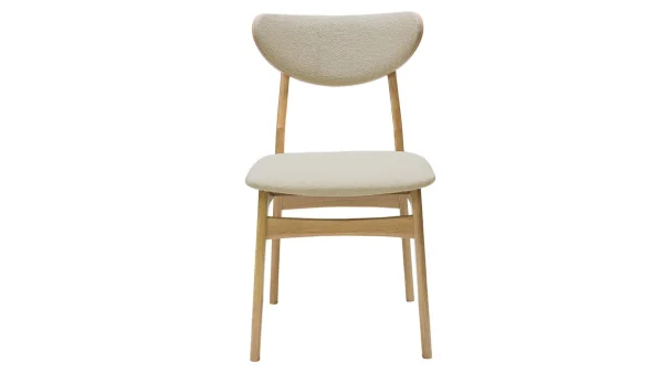 Distributeur Officiel Chaises Scandinaves En Tissu Effet Laine Bouclée Beige Et Bois Clair Chêne Massif (lot De 2) MAYA 3