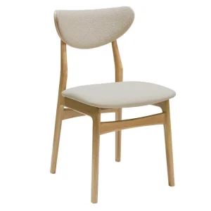 Distributeur Officiel Chaises Scandinaves En Tissu Effet Laine Bouclée Beige Et Bois Clair Chêne Massif (lot De 2) MAYA 12