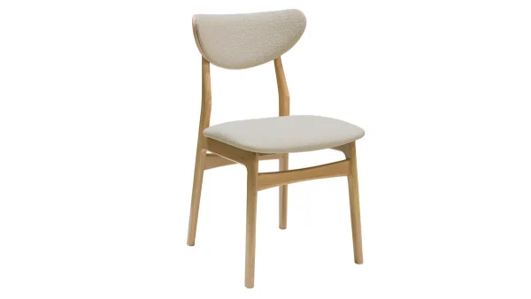 Distributeur Officiel Chaises Scandinaves En Tissu Effet Laine Bouclée Beige Et Bois Clair Chêne Massif (lot De 2) MAYA 4