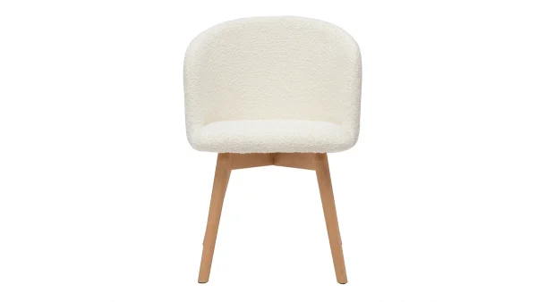 Service Clients Dédié Chaises Scandinaves En Tissu Effet Laine Bouclée Et Bois Clair Massif (lot De 2) VANITY 3