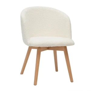 Service Clients Dédié Chaises Scandinaves En Tissu Effet Laine Bouclée Et Bois Clair Massif (lot De 2) VANITY 13