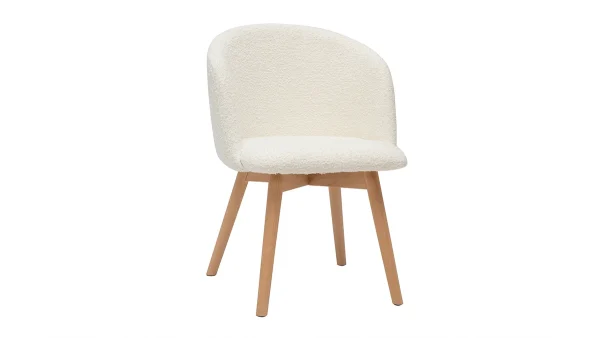 Service Clients Dédié Chaises Scandinaves En Tissu Effet Laine Bouclée Et Bois Clair Massif (lot De 2) VANITY 4