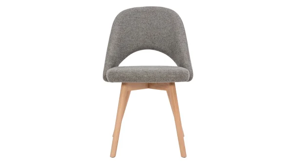 Chaises Scandinaves En Tissu Effet Velours Texturé Gris Et Bois Clair Massif (lot De 2) COSETTE Prestation Et Rapide 3