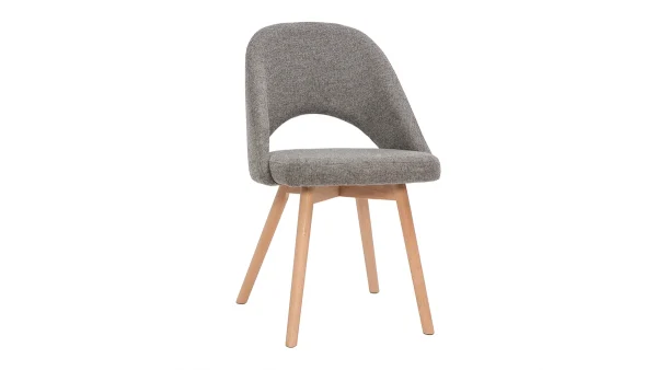 Chaises Scandinaves En Tissu Effet Velours Texturé Gris Et Bois Clair Massif (lot De 2) COSETTE Prestation Et Rapide 4