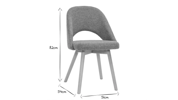 Chaises Scandinaves En Tissu Effet Velours Texturé Gris Et Bois Clair Massif (lot De 2) COSETTE Prestation Et Rapide 9