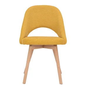 à prix réduits Chaises Scandinaves En Tissu Effet Velours Texturé Jaune Moutarde Et Bois Clair Massif (lot De 2) COSETTE 12