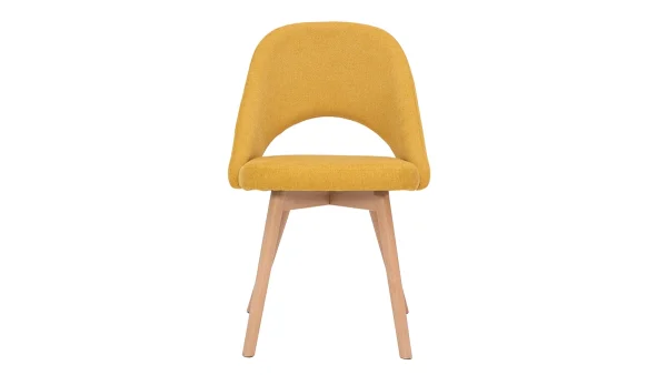 à prix réduits Chaises Scandinaves En Tissu Effet Velours Texturé Jaune Moutarde Et Bois Clair Massif (lot De 2) COSETTE 3