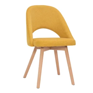 à prix réduits Chaises Scandinaves En Tissu Effet Velours Texturé Jaune Moutarde Et Bois Clair Massif (lot De 2) COSETTE 14