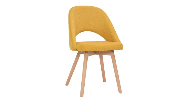 à prix réduits Chaises Scandinaves En Tissu Effet Velours Texturé Jaune Moutarde Et Bois Clair Massif (lot De 2) COSETTE 4