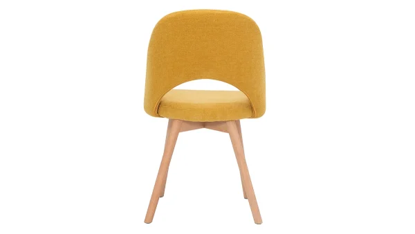 à prix réduits Chaises Scandinaves En Tissu Effet Velours Texturé Jaune Moutarde Et Bois Clair Massif (lot De 2) COSETTE 6