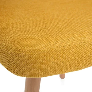 à prix réduits Chaises Scandinaves En Tissu Effet Velours Texturé Jaune Moutarde Et Bois Clair Massif (lot De 2) COSETTE 20
