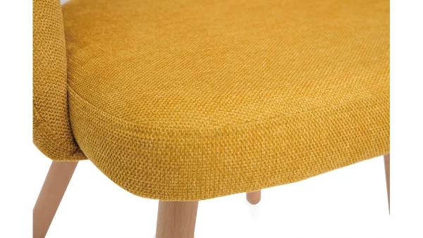 à prix réduits Chaises Scandinaves En Tissu Effet Velours Texturé Jaune Moutarde Et Bois Clair Massif (lot De 2) COSETTE 7