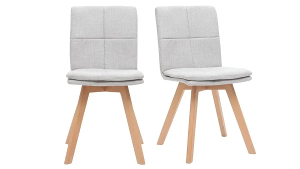 Chaises Scandinaves En Tissu Gris Clair Et Bois Clair Massif (lot De 2) THEA soldes pas cher 1