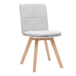 Chaises Scandinaves En Tissu Gris Clair Et Bois Clair Massif (lot De 2) THEA soldes pas cher 14