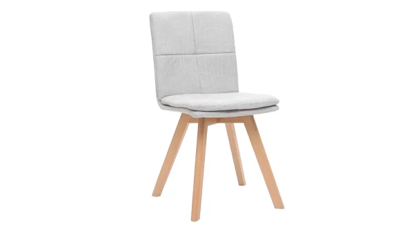 Chaises Scandinaves En Tissu Gris Clair Et Bois Clair Massif (lot De 2) THEA soldes pas cher 4