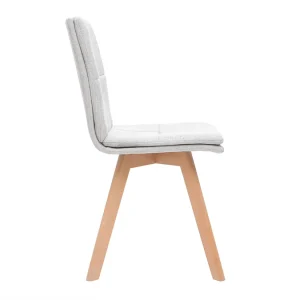 Chaises Scandinaves En Tissu Gris Clair Et Bois Clair Massif (lot De 2) THEA soldes pas cher 16