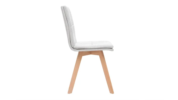 Chaises Scandinaves En Tissu Gris Clair Et Bois Clair Massif (lot De 2) THEA soldes pas cher 5