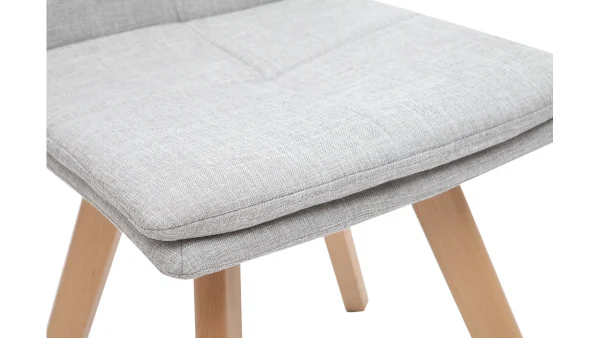 Chaises Scandinaves En Tissu Gris Clair Et Bois Clair Massif (lot De 2) THEA soldes pas cher 7