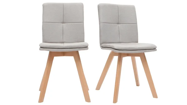 Chaises Scandinaves En Tissu Naturel Et Bois Clair Massif (lot De 2) THEA soldes en ligne 1