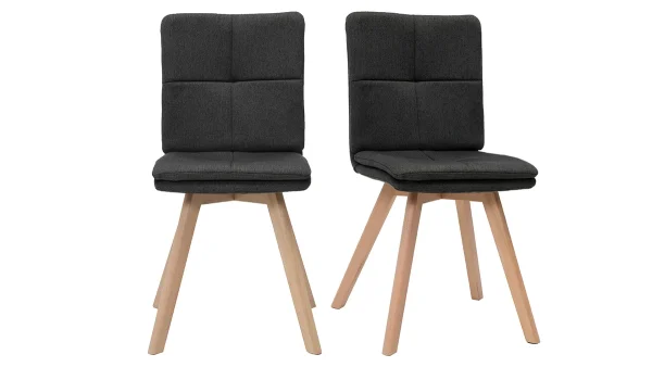 Chaises Scandinaves Gris Foncé Et Bois Clair Massif (lot De 2) THEA Réductions 1