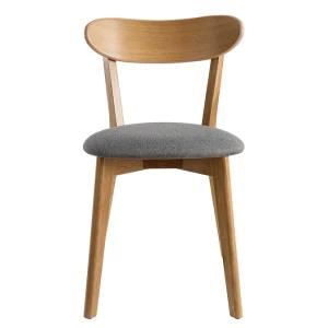 mode pas cher Chaises Vintage Bois Clair Chêne Et Tissu Gris (lot De 2) DOVE 12
