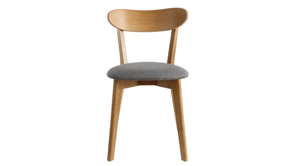 mode pas cher Chaises Vintage Bois Clair Chêne Et Tissu Gris (lot De 2) DOVE 3