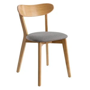 mode pas cher Chaises Vintage Bois Clair Chêne Et Tissu Gris (lot De 2) DOVE 14