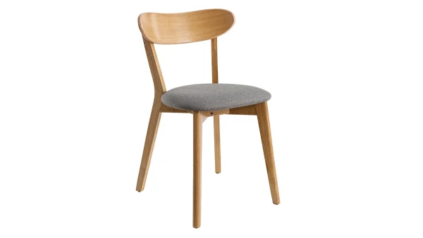mode pas cher Chaises Vintage Bois Clair Chêne Et Tissu Gris (lot De 2) DOVE 4