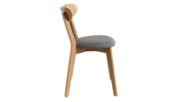 mode pas cher Chaises Vintage Bois Clair Chêne Et Tissu Gris (lot De 2) DOVE 5