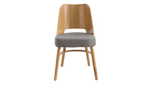 vente en ligne Chaises Vintage Bois Clair Chêne Et Tissu Gris (lot De 2) EDITO 3