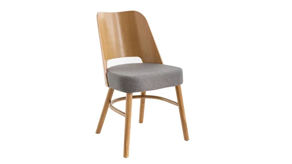 vente en ligne Chaises Vintage Bois Clair Chêne Et Tissu Gris (lot De 2) EDITO 4