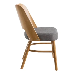 vente en ligne Chaises Vintage Bois Clair Chêne Et Tissu Gris (lot De 2) EDITO 16