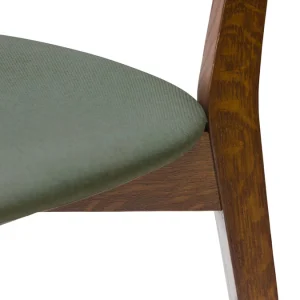 Top ventes Chaises Vintage Bois Foncé Et Assises En Tissu Kaki (lot De 2) LUCIA 19