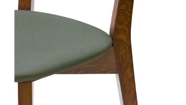 Top ventes Chaises Vintage Bois Foncé Et Assises En Tissu Kaki (lot De 2) LUCIA 7