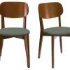 Top ventes Chaises Vintage Bois Foncé Et Assises En Tissu Kaki (lot De 2) LUCIA 25