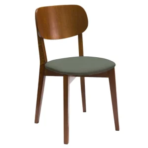 Top ventes Chaises Vintage Bois Foncé Et Assises En Tissu Kaki (lot De 2) LUCIA 13