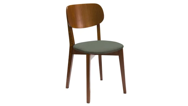Top ventes Chaises Vintage Bois Foncé Et Assises En Tissu Kaki (lot De 2) LUCIA 4