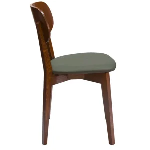 Top ventes Chaises Vintage Bois Foncé Et Assises En Tissu Kaki (lot De 2) LUCIA 15