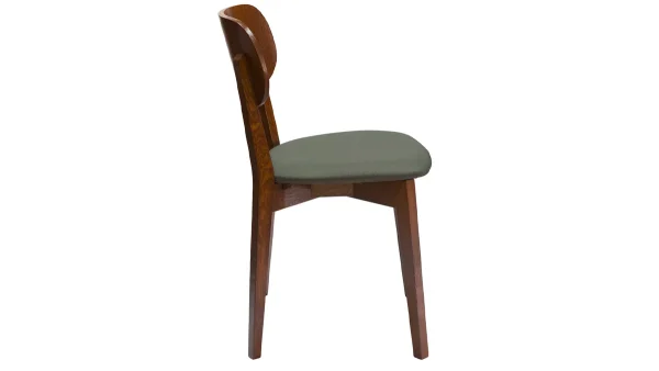 Top ventes Chaises Vintage Bois Foncé Et Assises En Tissu Kaki (lot De 2) LUCIA 5