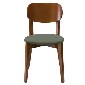 Top ventes Chaises Vintage Bois Foncé Et Assises En Tissu Kaki (lot De 2) LUCIA 11