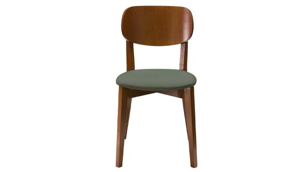 Top ventes Chaises Vintage Bois Foncé Et Assises En Tissu Kaki (lot De 2) LUCIA 3