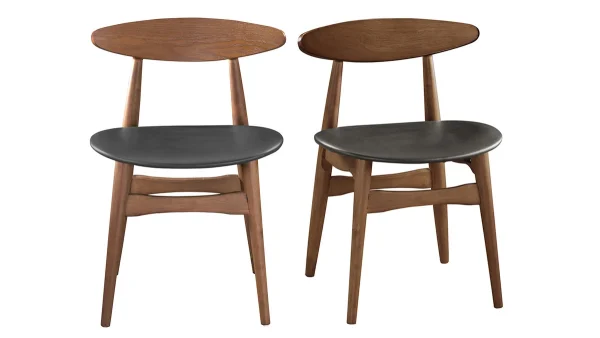 magasins pas chers Chaises Vintage Bois Foncé Et Noir (lot De 2) WALFORD 1