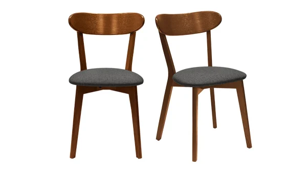 Protections acheteurs Chaises Vintage Bois Foncé Et Tissu Gris Foncé (lot De 2) DOVE 1